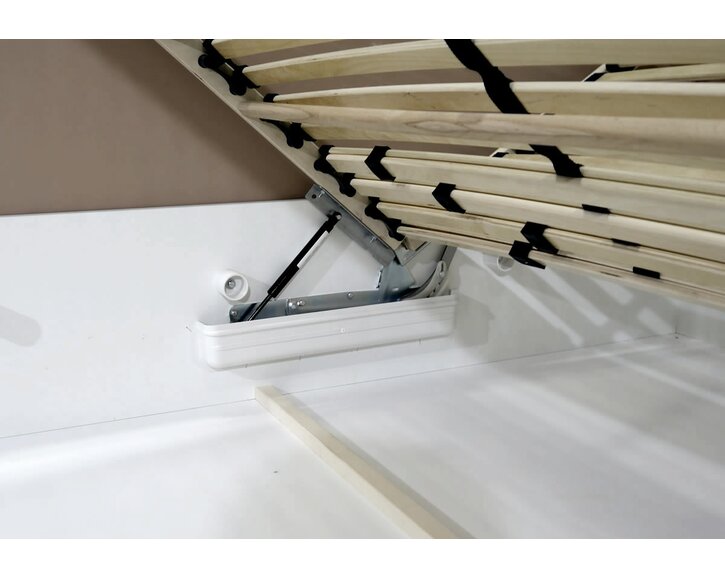 Zvýšená čalouněná postel s úložným prostorem Lyoneta, 90x200, světle hnědá