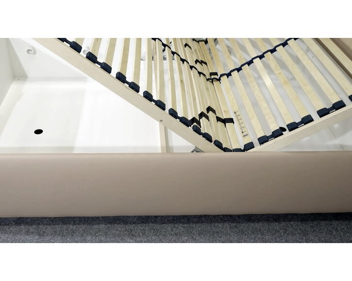 Zvýšená čalouněná postel s úložným prostorem Lyoneta, 120x200, světle hnědá