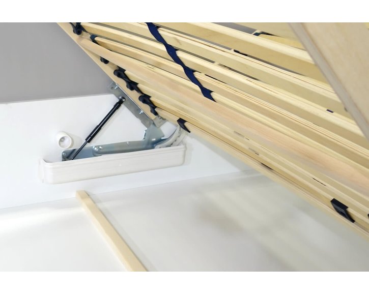 Zvýšená čalouněná postel s úložným prostorem Lyoneta, 90x200, světle šedá