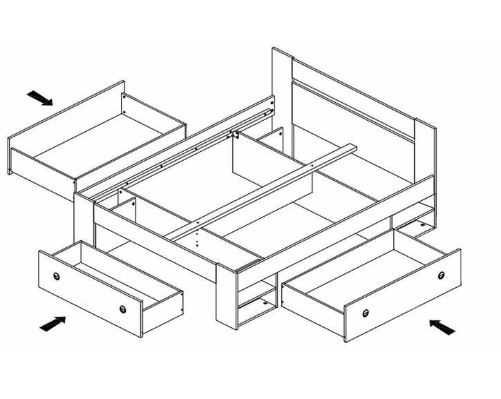 Složení - Postel s úložným prostorem Nepoli 140