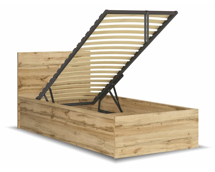 Postel s rošty a úložným prostorem a roštem Tetris, dub wotan