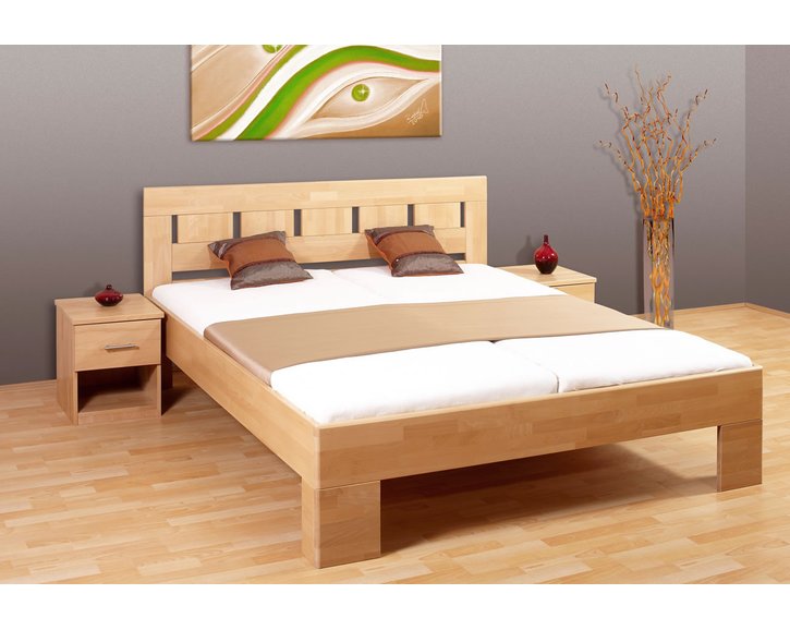 Dřevěná postel dvoulůžko z masivu LENA 1, 180x200, masiv buk