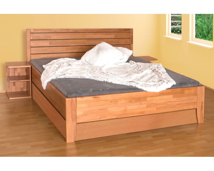Zvýšená postel dvoulůžko s úložným prostorem Erin 1,  masiv buk