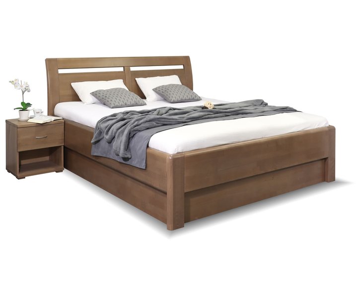 Zvýšená postel s úložným prostorem CLAUDIA, masiv buk