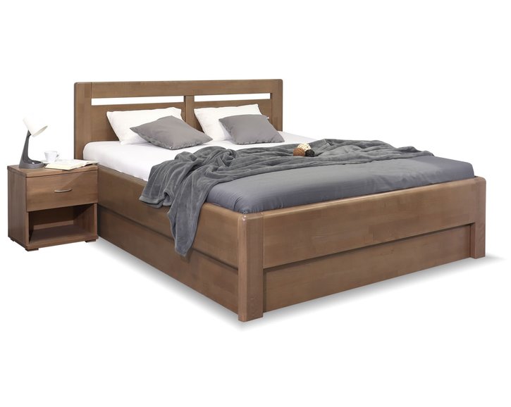 Zvýšená postel s úložným prostorem CORNELIA, masiv buk