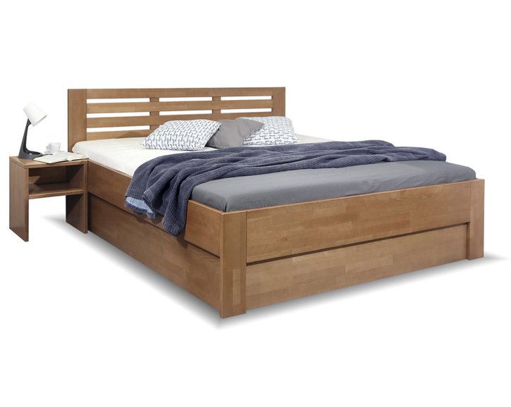 Zvýšená postel s úložným prostorem MICHALIS, masiv buk