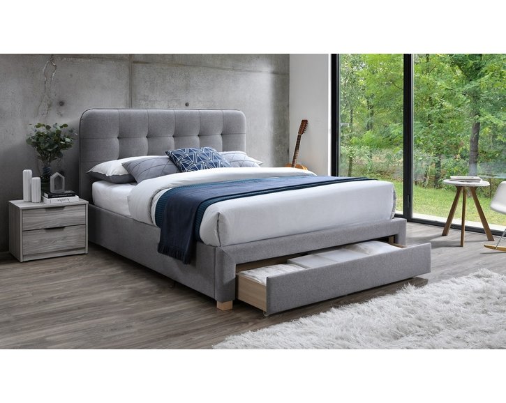 Čalouněná postel s úložným prostorem CS95125, šedá látka, 180x200 cm