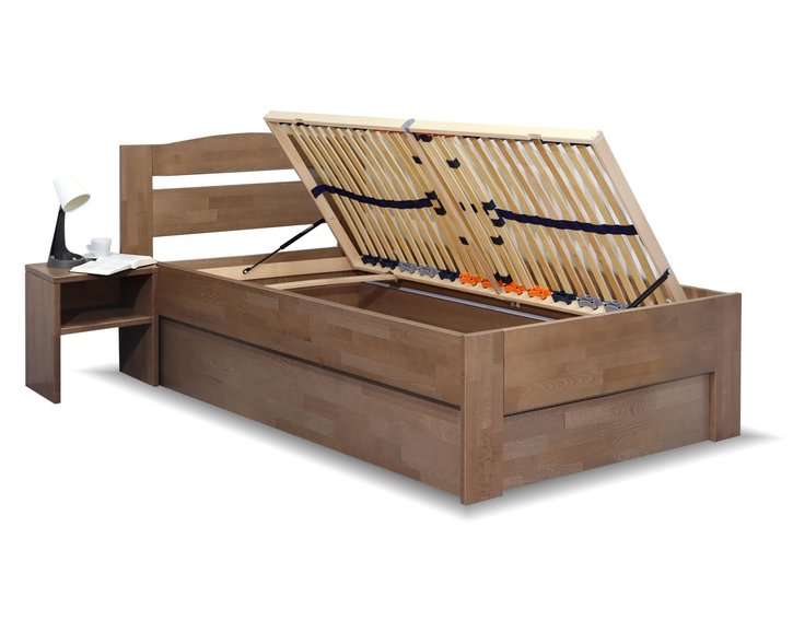 Rošty - postel s úložným prostorem ANTONIO, 90x200, masiv buk