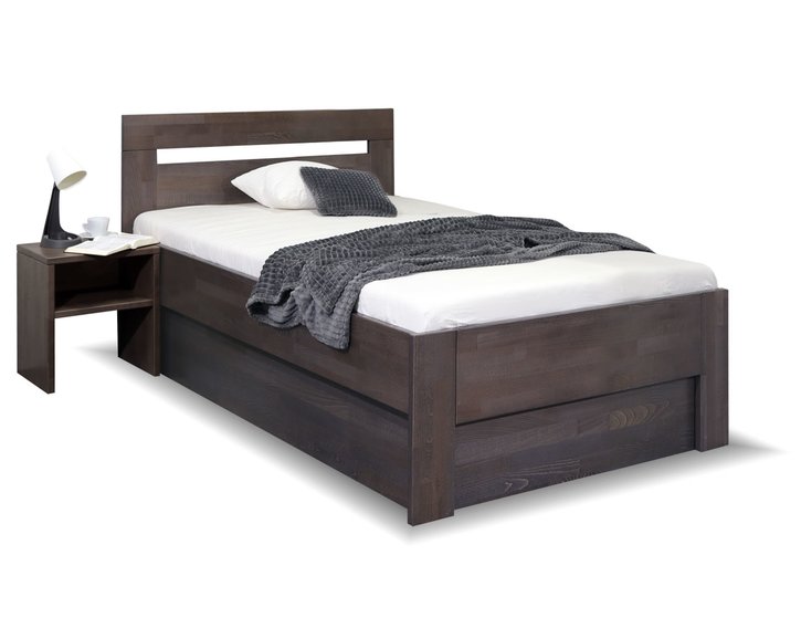 Zvýšená postel s úložným prostorem 90x200 NICOLAS, masiv buk