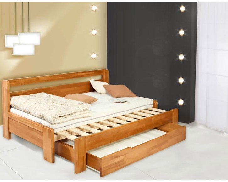 Rozkládací postel s úložným prostorem DUO MONIKA, 90x200, buk Rozkládací postel s úložným prostorem DUO MONIKA, 90x200, buk