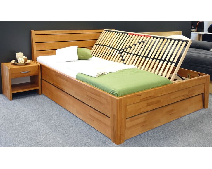 Postel s úložným prostorem z masivu CATARINA 1, masiv buk