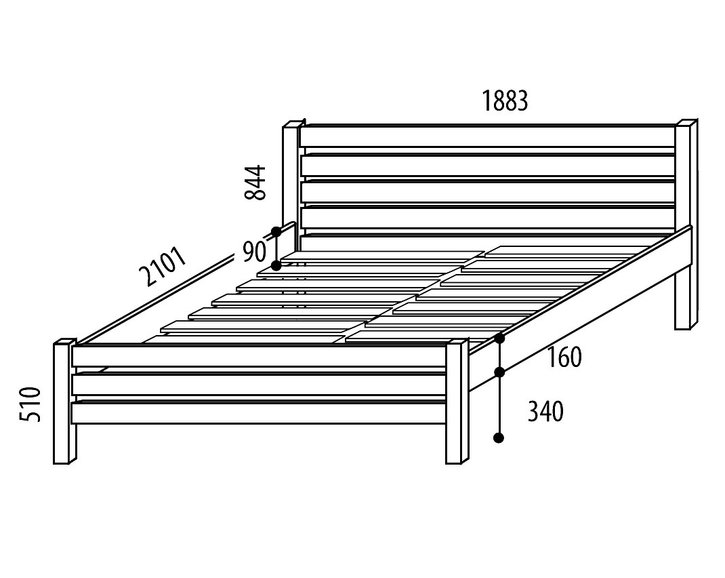 Zvýšené dvoulůžko KARLA senior 180x200cm, masiv smrk