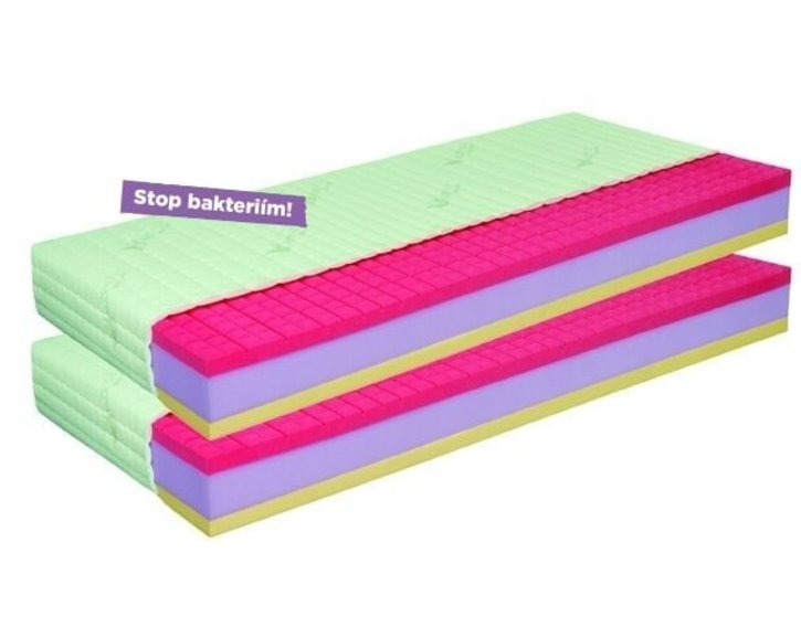 Antibakteriálni matrace ANTIBACTERIAL VISCO VAKUO 1+1 zdarma, 24cm, 100x20cm, 130kg