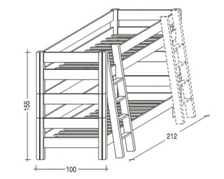 Dětská poschoďová postel Sendy 300W/01, masiv smrk - bílá