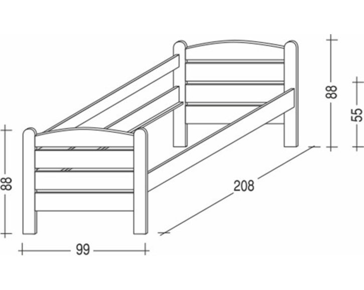 Postel z masivu Thorsten-Pečovatelská, 90x200,  masiv smrk