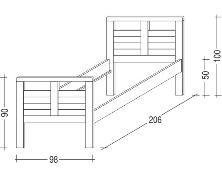 Postel z masivu Theo II. - Pečovatelská, 90x200,  masiv smrk Postel z masivu Theo II. - Pečovatelská, 90x200,  masiv smrk