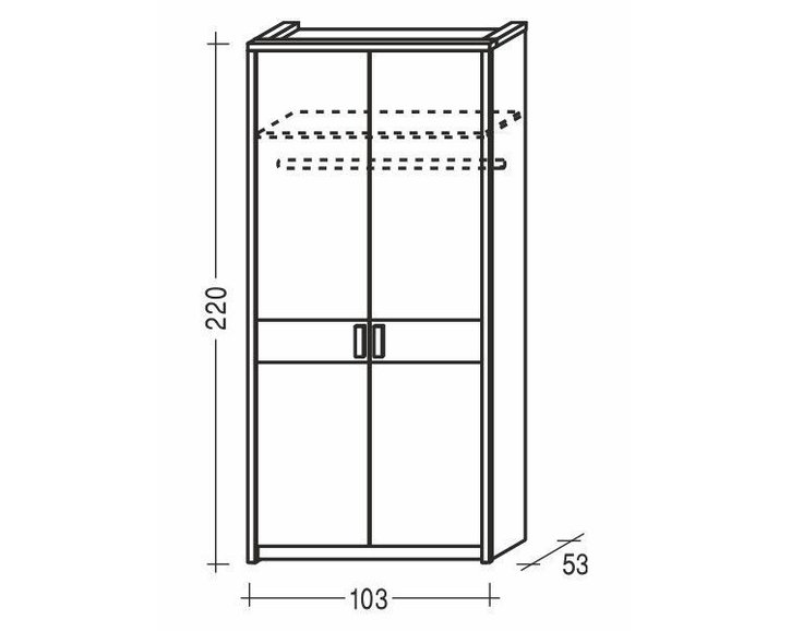Šatní skříň ENNA 2D F0071/B, buk cink+lamino