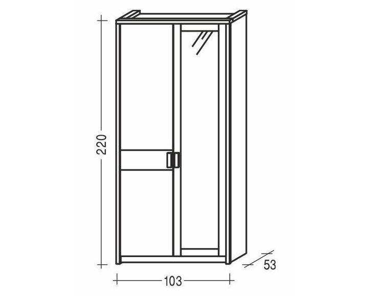 Šatní skříň ENNA 2D se zrcadlem F0072/B, buk cink+lamino Šatní skříň ENNA 2D se zrcadlem F0072/B, buk cink+lamino