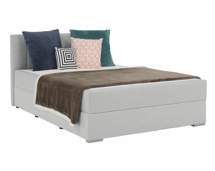 Americká postel boxspring FABIANA, s matrací a úložným prostorem, světle šedá, 120x200 cm