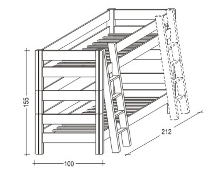 Dětská poschoďová postel Sendy 300B/01B, masiv buk cink jádrový