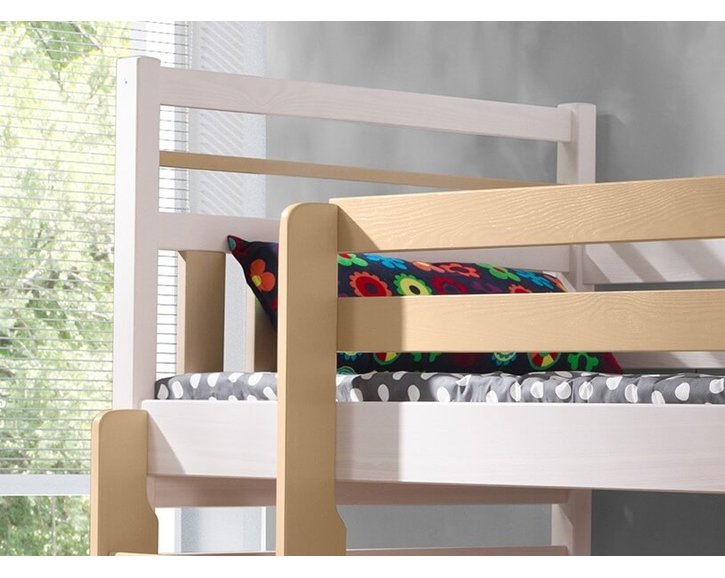 Dětská patrová postel se zábranou a úložným prostorem Miroslav, masiv borovice
