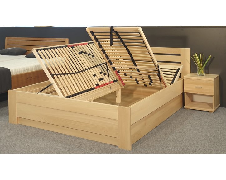 Zvýšená postel s úložným prostorem Rita, 160x200, 180x200, masiv buk