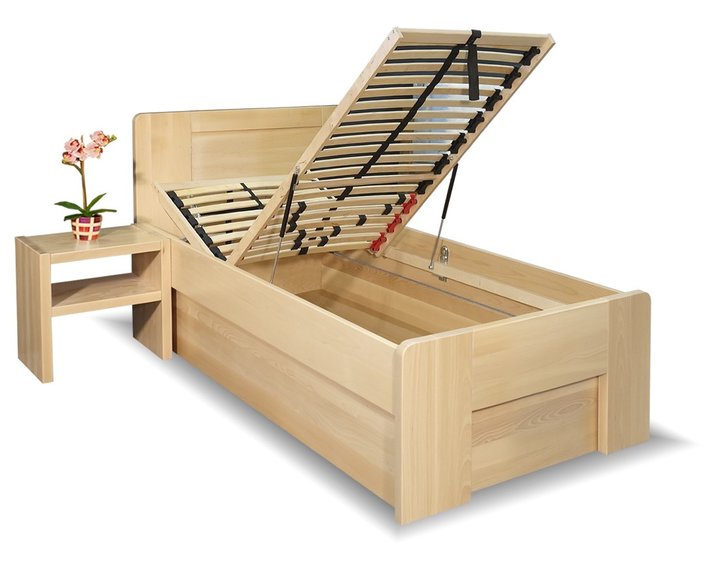 Postel s úložným prostorem Dan, 80x200, 90x200, masiv buk Postel s úložným prostorem Dan, 80x200, 90x200, masiv buk