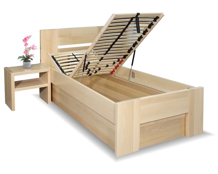 Zvýšená postel s úložným prostorem Matěj, 80x200, 90x200, masiv buk Zvýšená postel s úložným prostorem Matěj, 80x200, 90x200, masiv buk