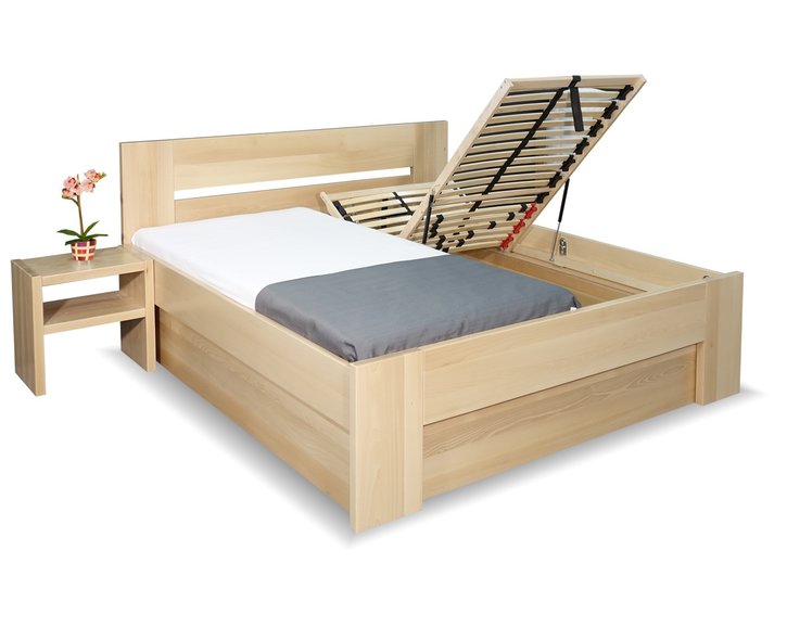Zvýšená postel s úložným prostorem Matěj, 160x200, 180x200, masiv buk Zvýšená postel s úložným prostorem Matěj, 160x200, 180x200, masiv buk
