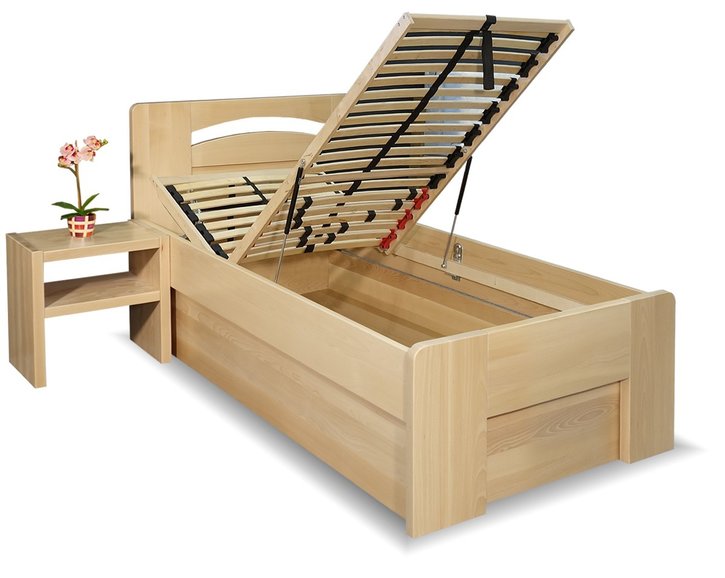 Zvýšená postel s úložným prostorem Riči, 80x200, 90x200, masiv buk Zvýšená postel s úložným prostorem Riči, 80x200, 90x200, masiv buk