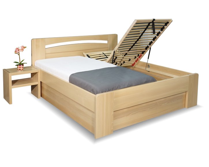 Zvýšená postel s úložným prostorem Riči, 160x200, 180x200, masiv buk Zvýšená postel s úložným prostorem Riči, 160x200, 180x200, masiv buk