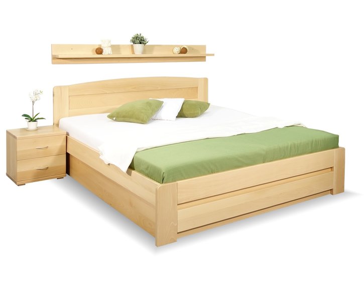 Postel z masivu s úložným prostorem Justina, 160x200, 180x200, masiv buk