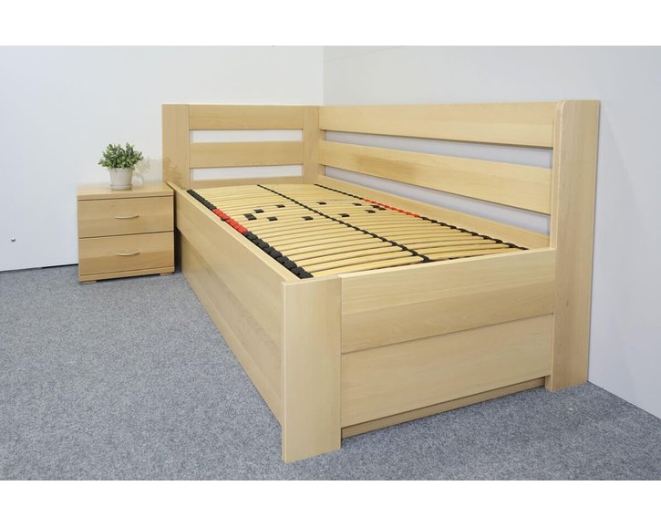 Postel s úložným prostorem Valentin-Levá, 80x200, 90x200 cm, masiv buk