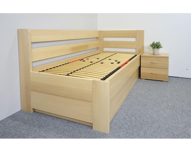 Postel s úložným prostorem Valentin-Pravá, 80x200, 90x200 cm, masiv buk