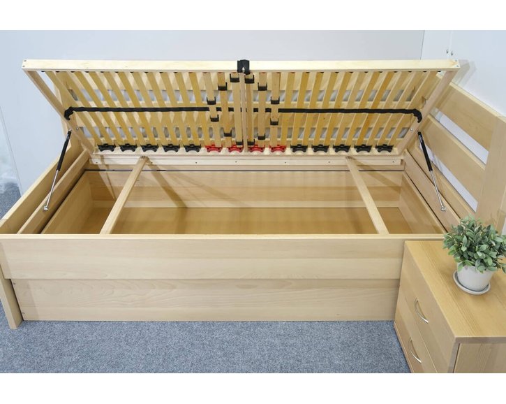 Postel s úložným prostorem Valentin-Pravá, 120x200 cm, masiv buk Postel s úložným prostorem Valentin-Pravá, 120x200 cm, masiv buk