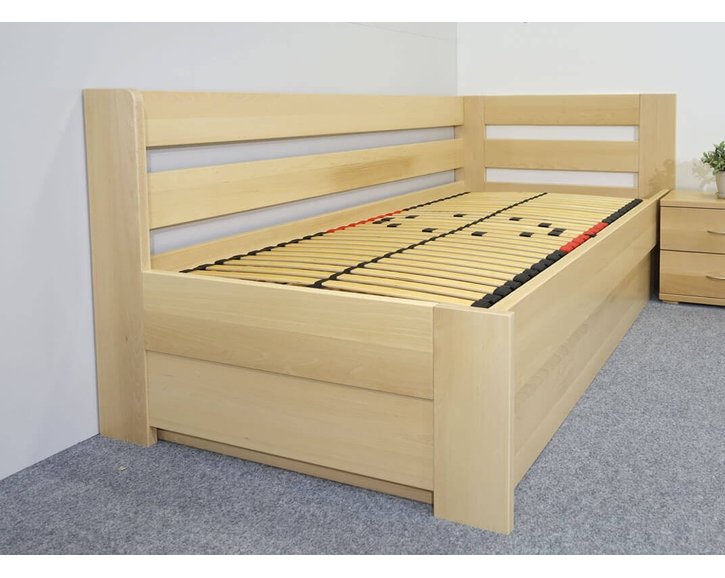 Postel s úložným prostorem Valentin-Pravá, 120x200 cm, masiv buk Postel s úložným prostorem Valentin-Pravá, 120x200 cm, masiv buk
