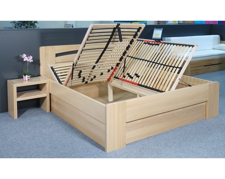 Zvýšená postel s úložným prostorem Riči, 160x200, 180x200, masiv buk
