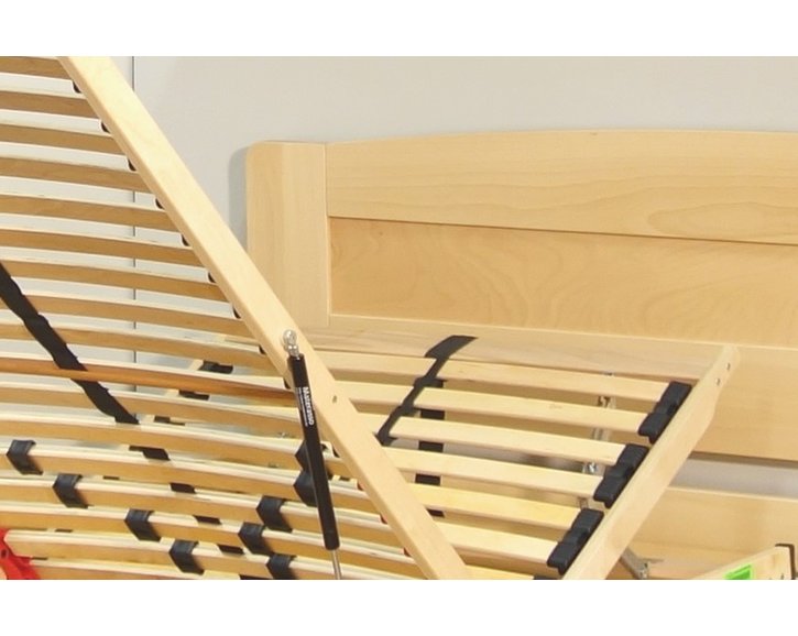 Postel z masivu s úložným prostorem Justina, 90x200, masiv buk