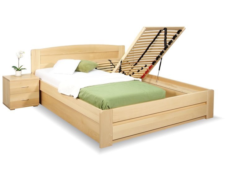 Postel z masivu s úložným prostorem Justina, 180x210cm, masiv buk Postel z masivu s úložným prostorem Justina, 180x210cm, masiv buk