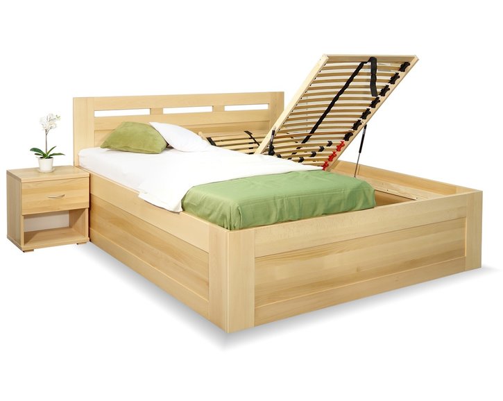 Vysoká postel s úložným prostorem Floria, masiv buk, 160x220 Vysoká postel s úložným prostorem Floria, masiv buk, 160x220