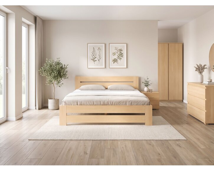 Manželská postel s rošty Berni, 160x200, 180x200, masiv buk - pohled č. 3