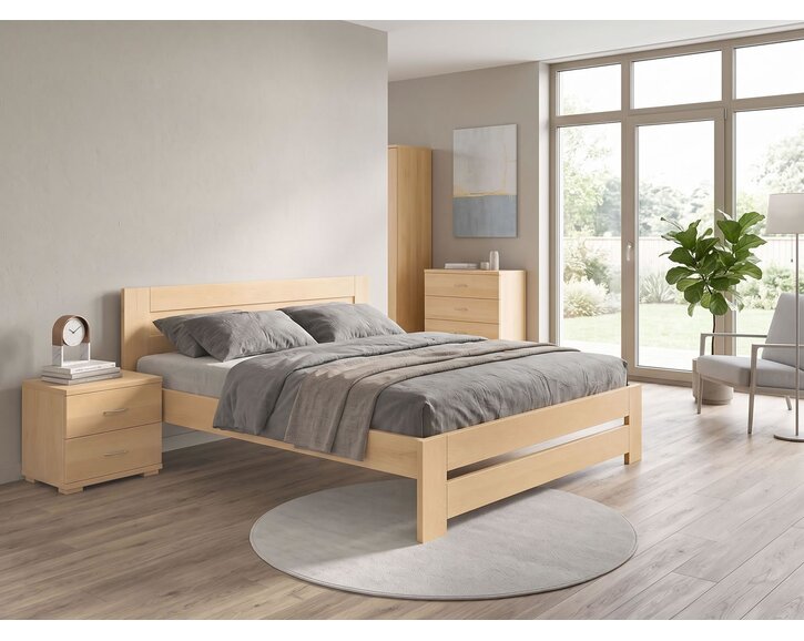 Manželská postel s rošty Jirka, 160x200, 180x200, masiv buk - pohled č. 2