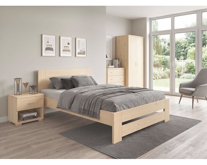 Jednolůžková postel s roštem Jirka, 80x200, 90x200, masiv smrk - pohled č. 2