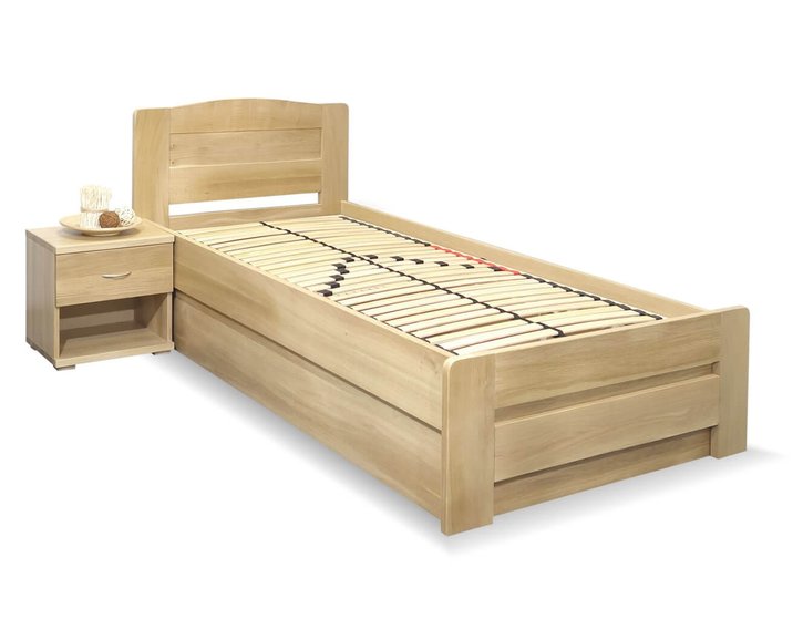 Postel jednolůžko s úložným prostorem Justina, masiv dub