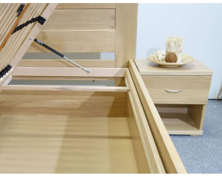 Postel jednolůžko s úložným prostorem Justina, masiv dub, 120x200