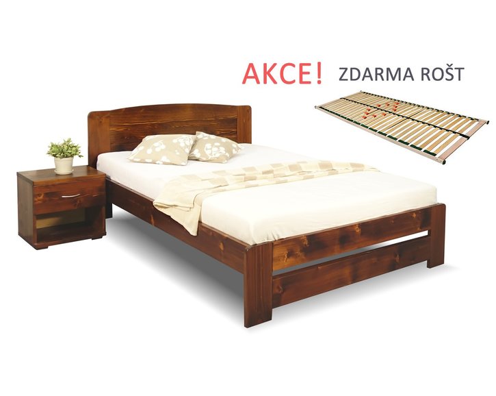 Postel s roštem Justina,120x200cm, 140x200cm, masiv smrk Postel s roštem Justina,120x200cm, 140x200cm, masiv smrk