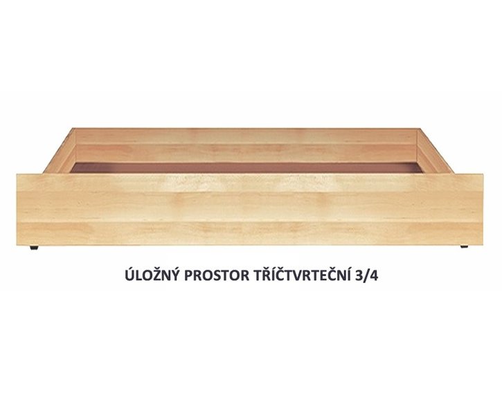 Úložný prostor 3/4 pod postele BW, masiv smrk Úložný prostor 3/4 pod postele BW, masiv smrk