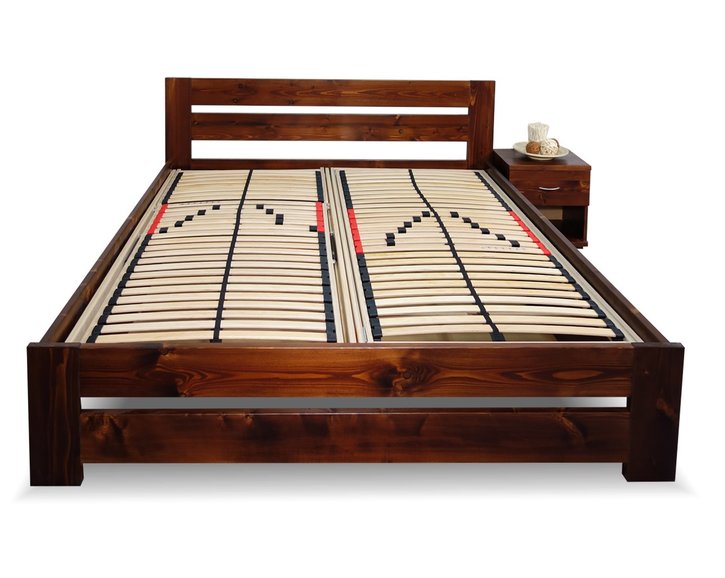 Dřevěná postel s rošty Berni, 160x200, 180x200, masiv smrk