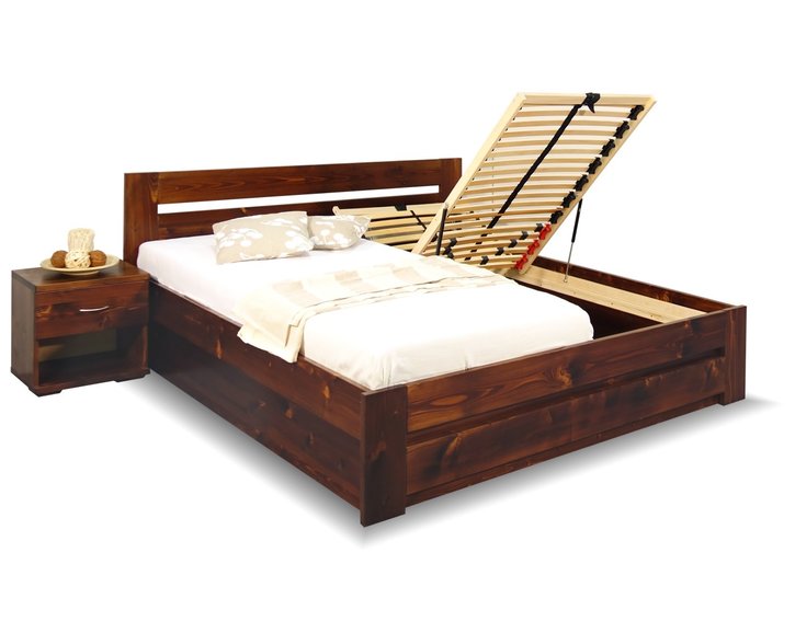 Postel z masivu s úložným prostorem Berni, 160x200, 180x200, masiv smrk Postel z masivu s úložným prostorem Berni, 160x200, 180x200, masiv smrk