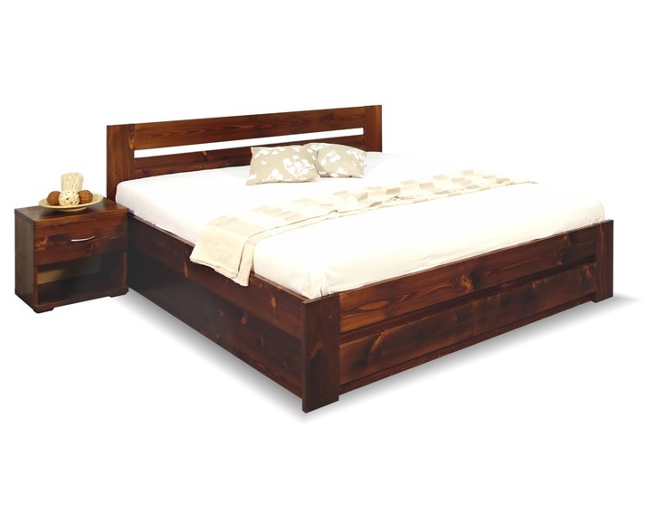 Postel z masivu s úložným prostorem Berni, 160x200, 180x200, masiv smrk